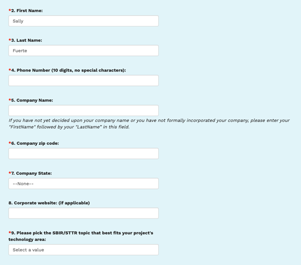 Project pitch form continued