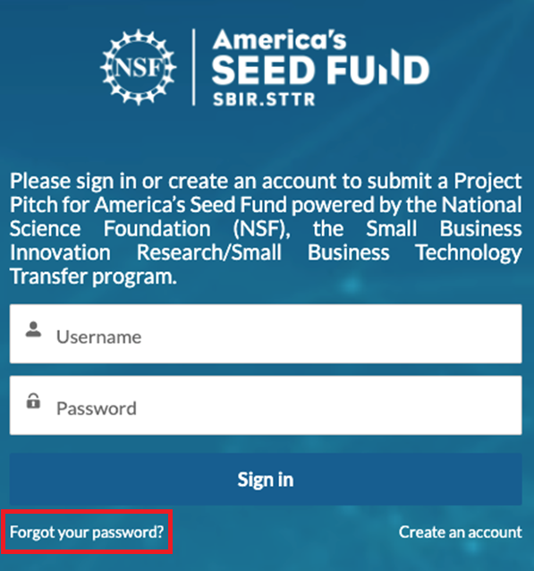 Sign in screen