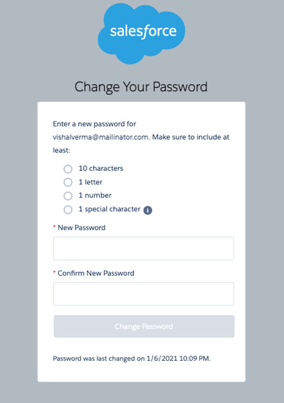 Password reset form
